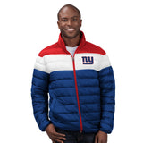 Officially Licensed NFL Men's Cold Front Quilted Puffer Jacket by Glll-New York Giants
