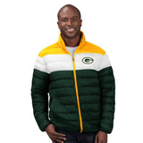 Officially Licensed NFL Men's Cold Front Quilted Puffer Jacket by Glll-Green Bay Packers