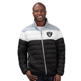 Officially Licensed NFL Men's Cold Front Quilted Puffer Jacket by Glll-Oakland Raiders