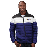 Officially Licensed NFL Men's Cold Front Quilted Puffer Jacket by Glll-Baltimore Ravens