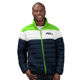Officially Licensed NFL Men's Cold Front Quilted Puffer Jacket by Glll-Seattle Seahawks