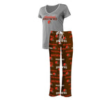 Officially Licensed NFL Women's Fairway Pajama Set by Concepts Sports -Cleveland Browns