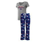 Officially Licensed NFL Women's Fairway Pajama Set by Concepts Sports -New York Giants