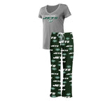 Officially Licensed NFL Women's Fairway Pajama Set by Concepts Sports -New Jersey Jets