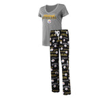 Officially Licensed NFL Women's Fairway Pajama Set by Concepts Sports -Pittsburgh Steelers