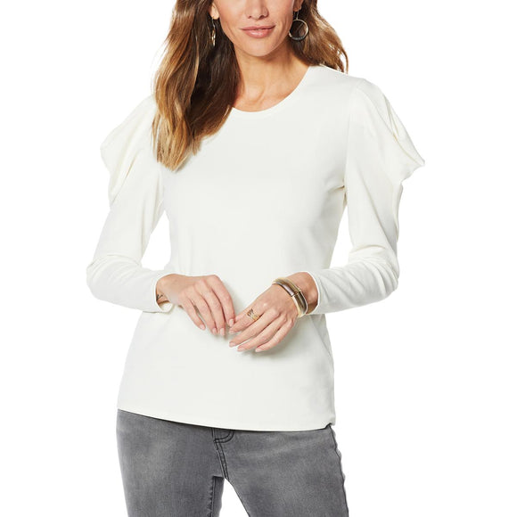 G by Giuliana Puff Sleeve Crepe Knit Top- Small