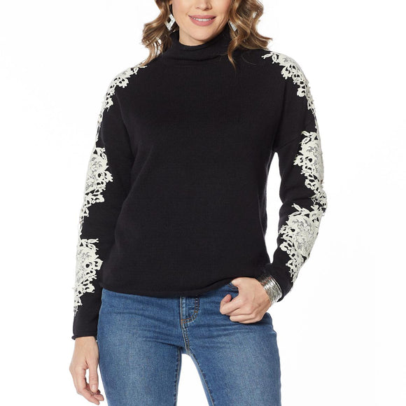 G by Giuliana Lace Applique Sweater -Large-WA