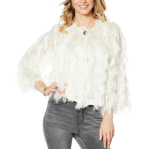 Colleen Lopez 2-button Vertical Fringe Topper