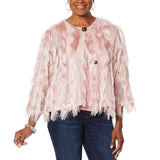 Colleen Lopez 2-button Vertical Fringe Topper