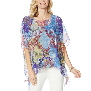 Colleen Lopez Printed Poncho Top -X-Small