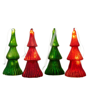 August and Leo 4 Pack Mercury Glass Tree Ornament
