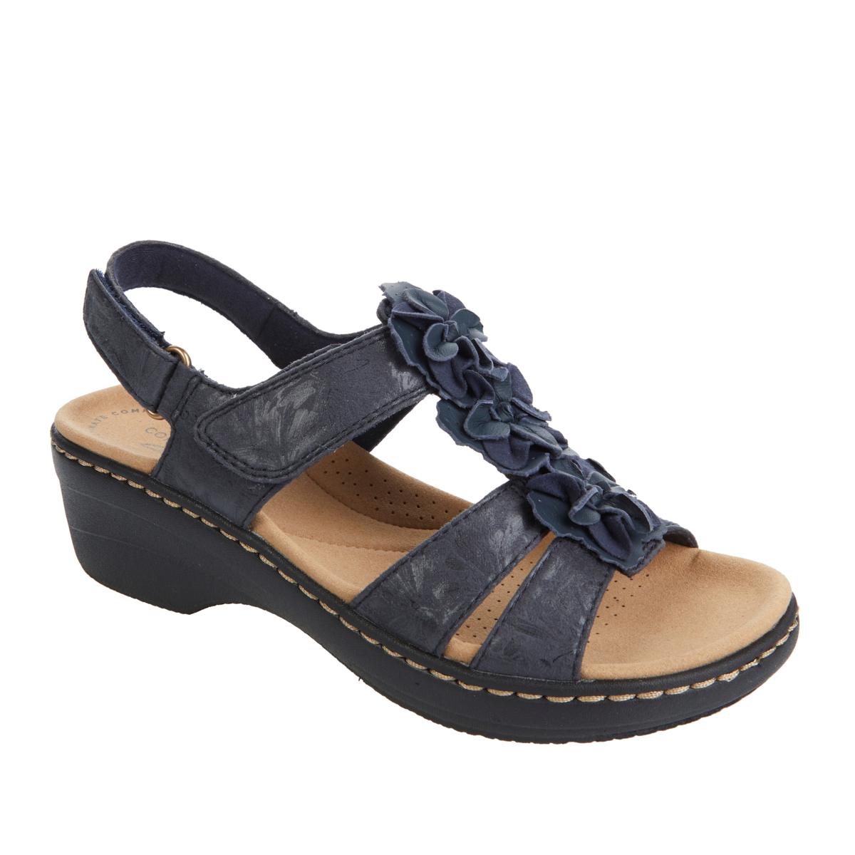Clarks Women's Merliah Sheryl Sandal - White Leather Summer Sandals With 2 Inch Heel