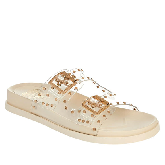 Vince Camuto Pavey Buckled 2-Band Slide Sandal with Studs