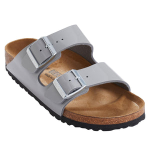 "AS IS" Birkenstock Arizona Alloy Patent Two-Strap Slide Sandal