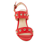 "AS IS" Jessica Simpson Madrie Leather Studded High-Heel Sandal