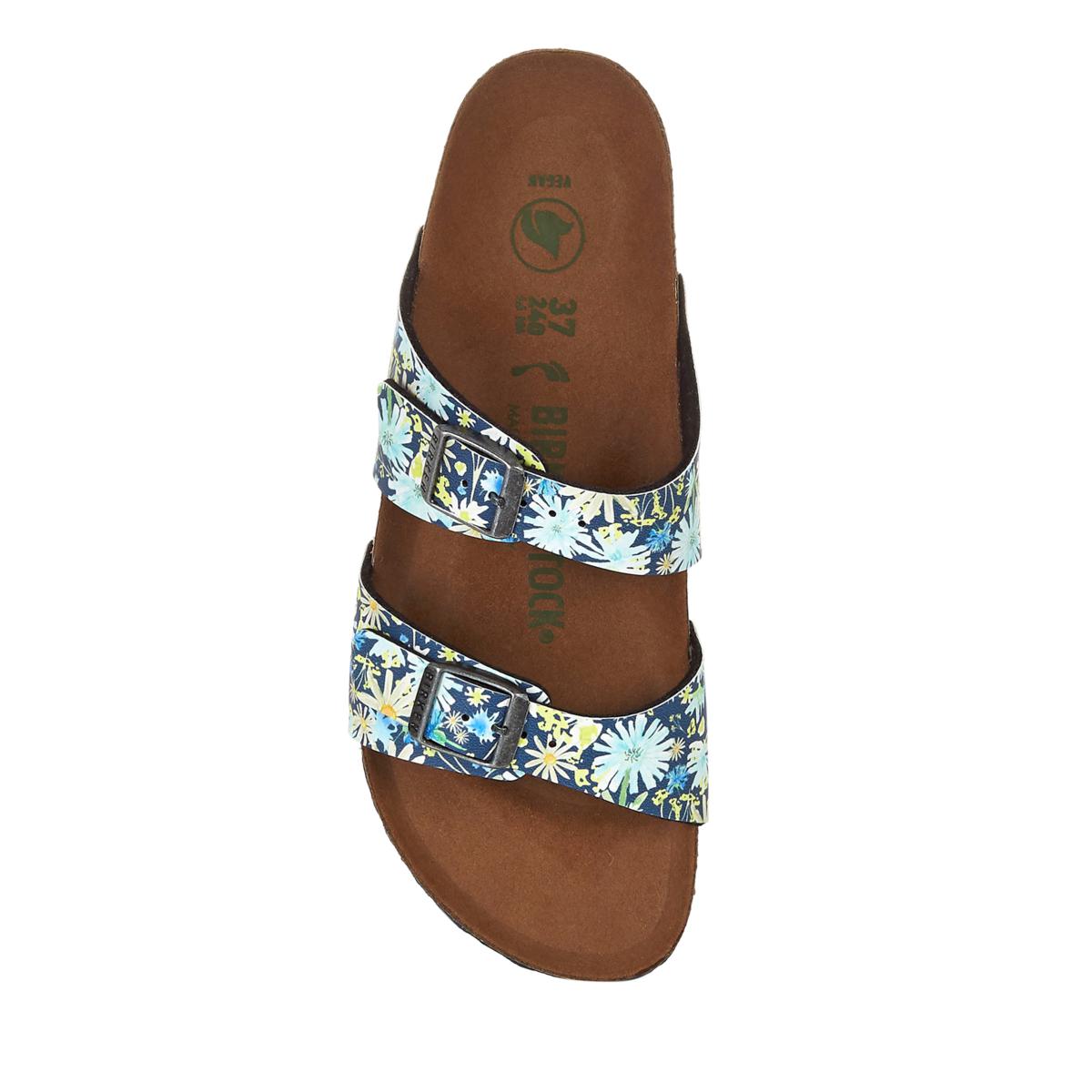 Birki\'s Floral and Leaf Print Adjustable Cross Strap Sandal Size 7 Birkenstock Arizona Sandal - Birko-Flor Blooms White/Black  main image 4