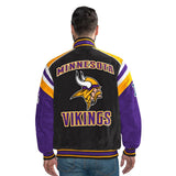 Officially Licensed NFL Men's Suede Jacket VIKINGS BACK VIEW