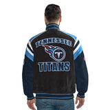 Officially Licensed NFL Men's Suede Jacket TITANS BACK VIEW