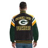 Officially Licensed NFL Men's Suede Jacket GREENBAY PACKERS BACK VIEW