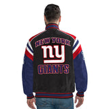 Officially Licensed NFL Men's Suede Jacket GIANTS BACK VIEW