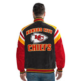 Officially Licensed NFL Men's Suede Jacket CHIEFS BACK VIEW