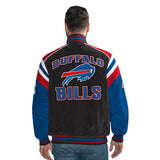 Officially Licensed NFL Men's Suede Jacket BILLS BACK VIEW