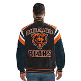 Officially Licensed NFL Men's Suede Jacket BEARS BACK VIEW