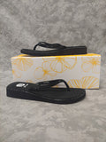 "AS IS" Yellow Box Jamelle Leather Rhinestone Thong  Sandal