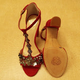 "AS IS" Vince Camuto Serafine Jeweled Suede T-Strap Sandal