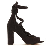 "AS IS" Vince Camuto Tannen Suede Laced Block Pump -5.5M