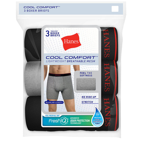Hanes Men’s Cool Comfort 3-Pack Boxer Briefs