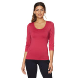 Rhonda Shear 3/4 Sleeve Seamless Tee with Shelf Bra