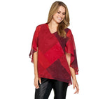 H by Halston V-Neck Printed Cape Top